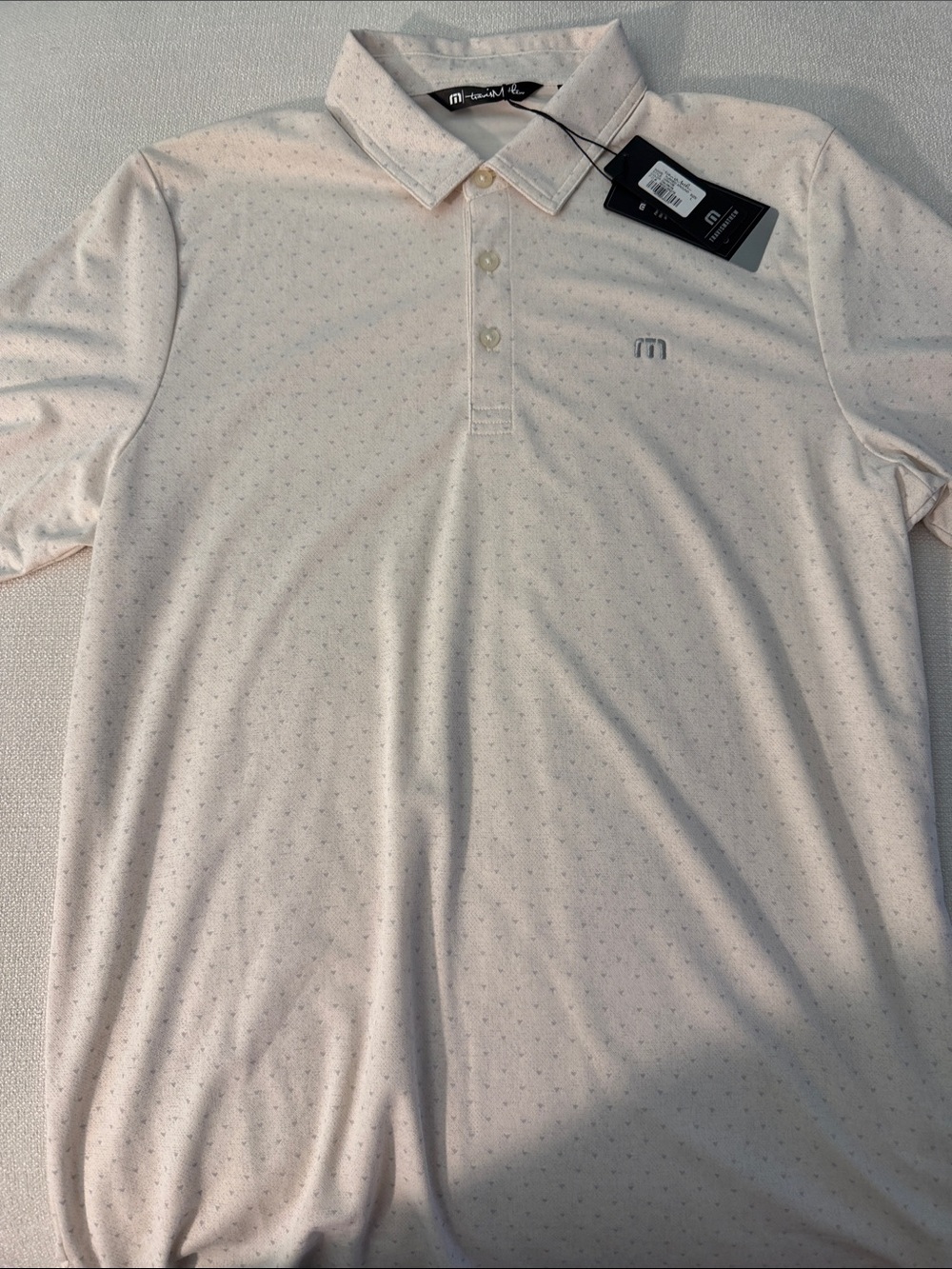 NWT Travis Mathew Pale Pink Micro-Pattern Polo